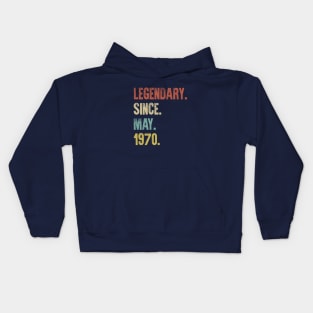 Retro Vintage 50th Birthday Legendary Since May 1970 Kids Hoodie